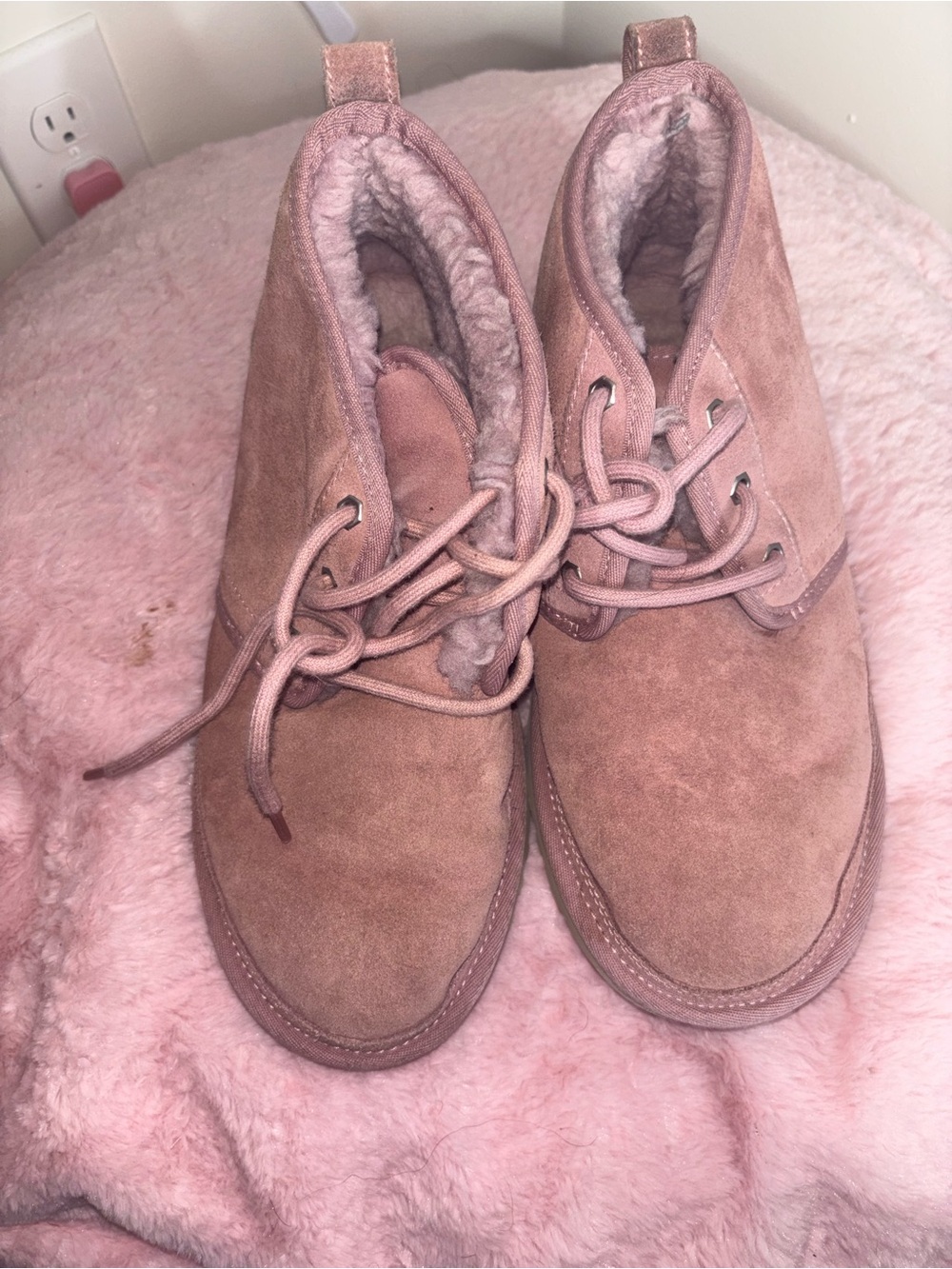 UGG Plush-Lined Women's Suede Ankle Boots - Dusty Rose